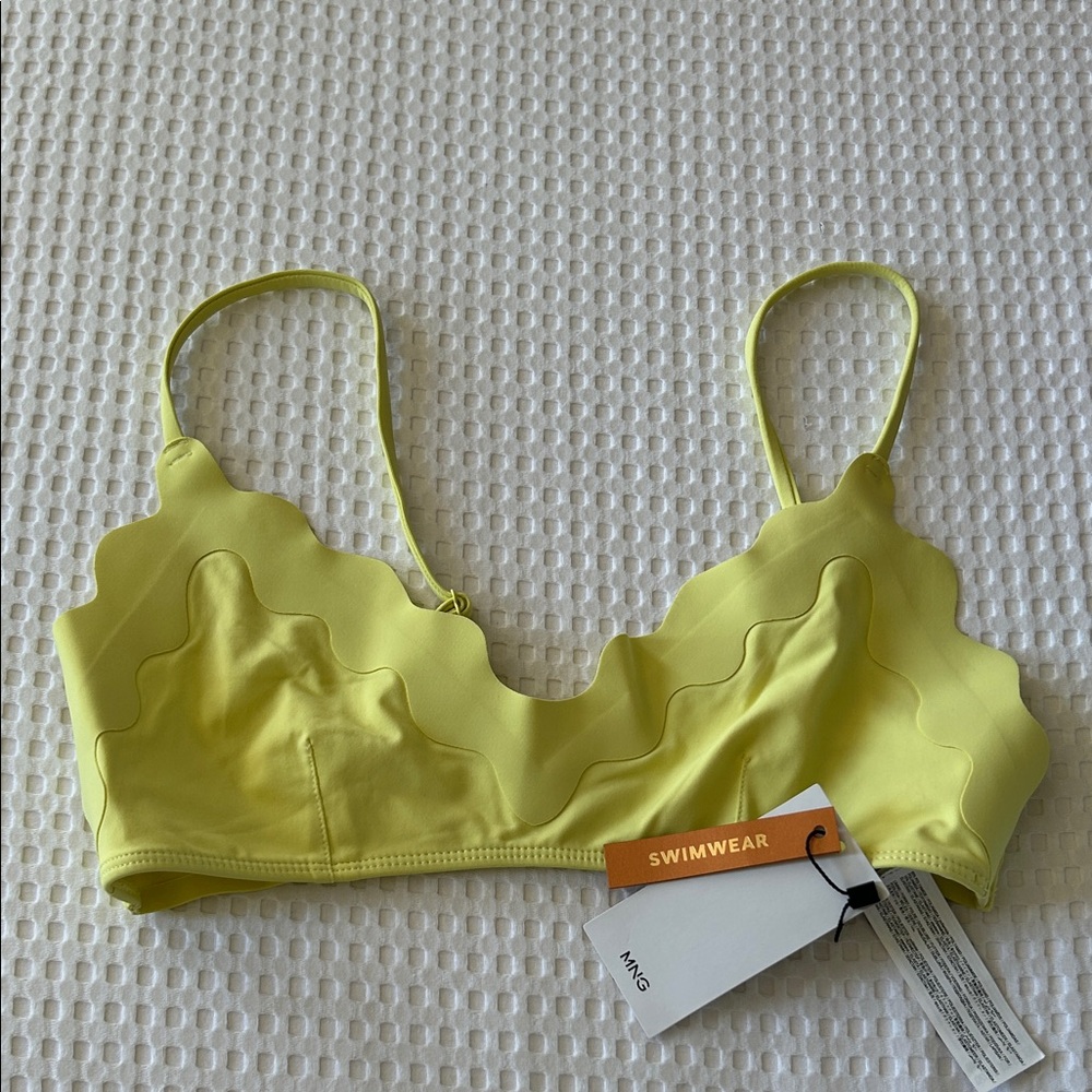 Mango Light Yellow Scalloped Bikini Top